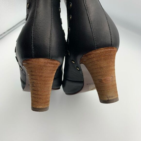 See by Chloé Dasha Studded Textured-Leather Ankle Boots Black Size 38 - Picture 9 of 12